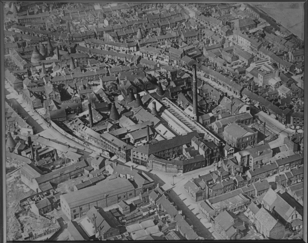 Hanley, Aerial view of Marsh Street/Hope Street and New Hall Pottery.